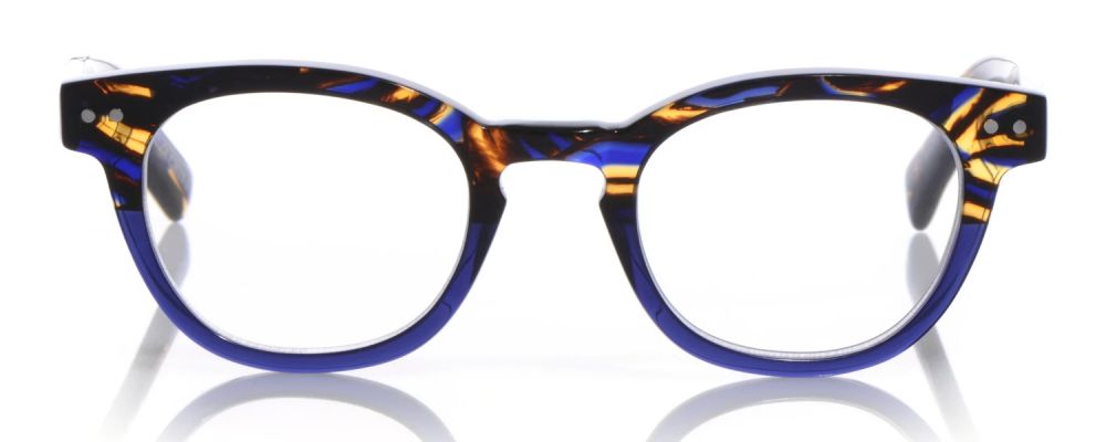 Eyebobs 'Bitty Witty' Round Eyeglasses, Blue and Purple Demi | Available As Readers, Blue Light, Prescription, Sunglasses, & Bifocal Glasses